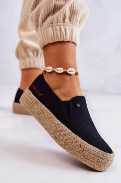 Cross Jeans Damskie Espadryle Na Platformie JJ2R4015C Czarne
