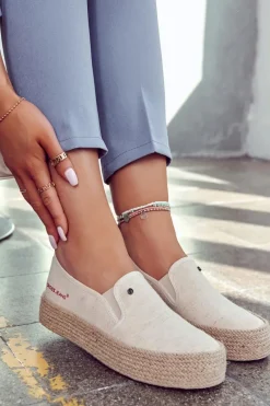 Czarne Espadryle>Cross Jeans Damskie Espadryle Na Platformie JJ2R4014C Beżowe