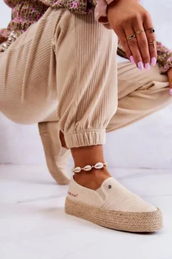 Czarne Espadryle></noscript>Cross Jeans Damskie Espadryle Na Platformie JJ2R4014C Beżowe