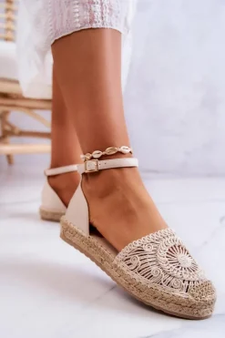 Damskie Espadryle Na Plecionej Platformie Beżowe Calise Damskie Czarne Espadryle