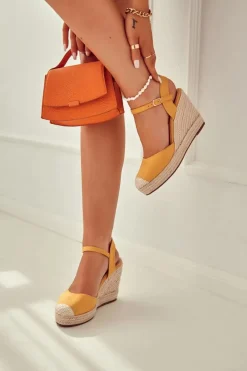 Sandały Na Koturnie>Boto Damskie Espadryle Na Plecionej Platformie Żółte Canillo