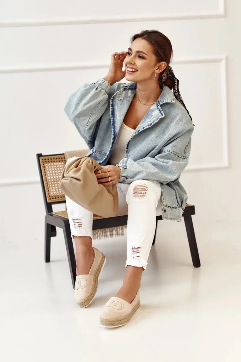 Czarne Espadryle>Boto Damskie Espadryle Na Słomkowej Platformie Beżowe Febi