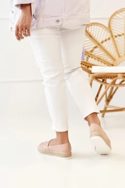 Clearance Damskie Espadryle Na Słomkowej Platformie Różowe Febi Damskie Czarne Espadryle