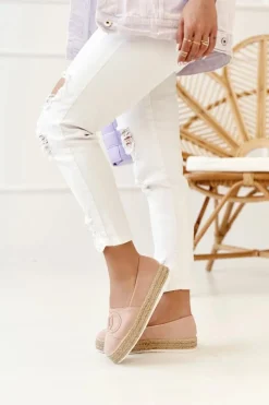 Clearance Damskie Espadryle Na Słomkowej Platformie Różowe Febi Damskie Czarne Espadryle