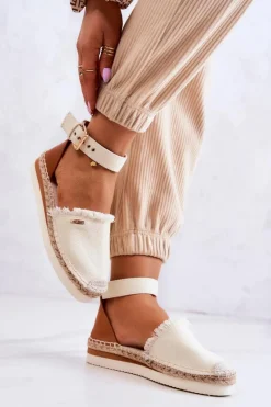 Online Big Star Shoes Damskie Espadryle Na Sprzączkę Big Star JJ274886 Jasnobeżowe