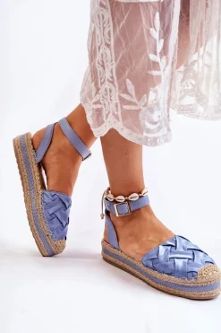 Discount Damskie Espadryle Sandały Na Platformie Niebieskie Susane Damskie Sandały Płaskie|Czarne Espadryle