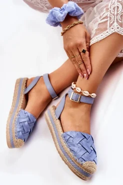 Discount Damskie Espadryle Sandały Na Platformie Niebieskie Susane Damskie Sandały Płaskie|Czarne Espadryle