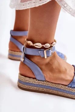 Discount Damskie Espadryle Sandały Na Platformie Niebieskie Susane Damskie Sandały Płaskie|Czarne Espadryle