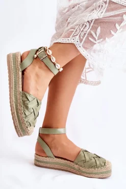 Hot Damskie Espadryle Sandały Na Platformie Zielone Susane Damskie Sandały Płaskie|Czarne Espadryle