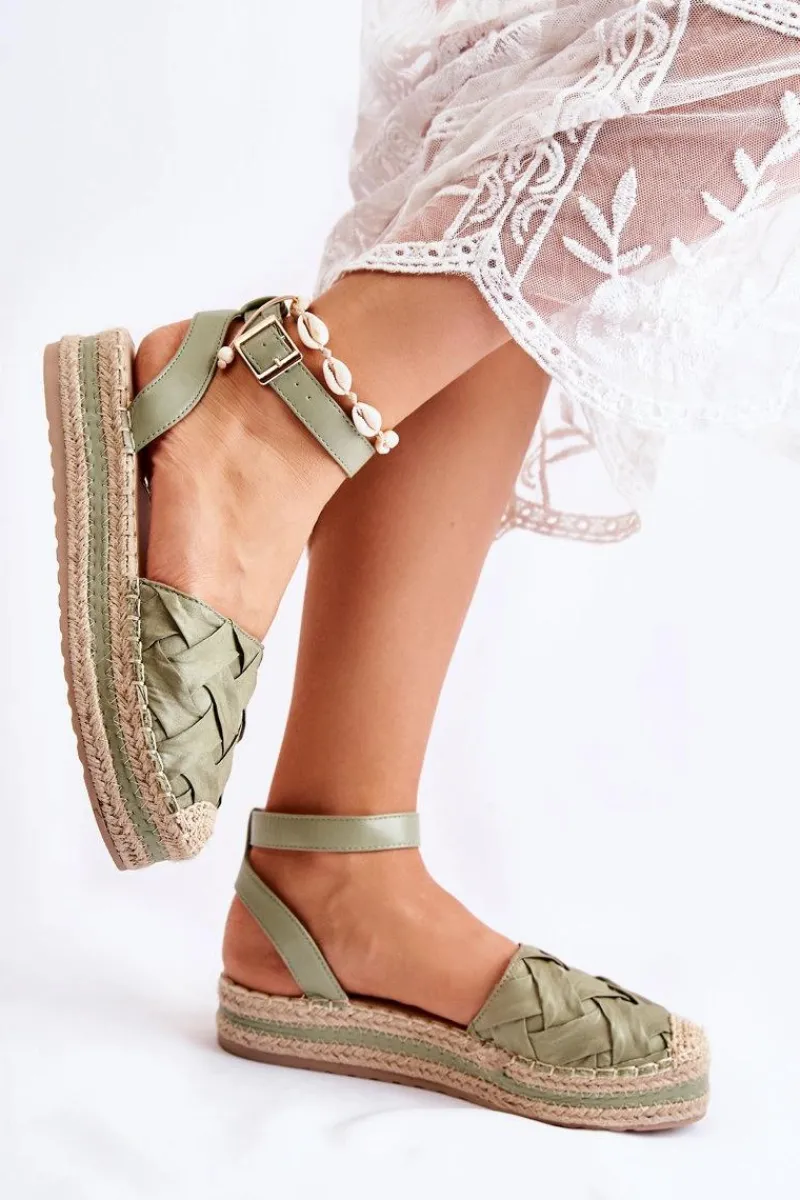 Hot Damskie Espadryle Sandały Na Platformie Zielone Susane Damskie Sandały Płaskie|Czarne Espadryle