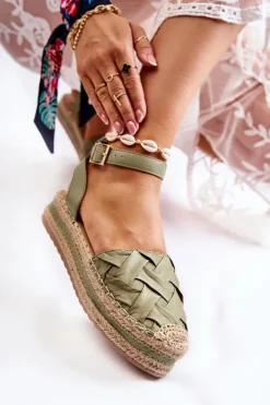 Hot Damskie Espadryle Sandały Na Platformie Zielone Susane Damskie Sandały Płaskie|Czarne Espadryle