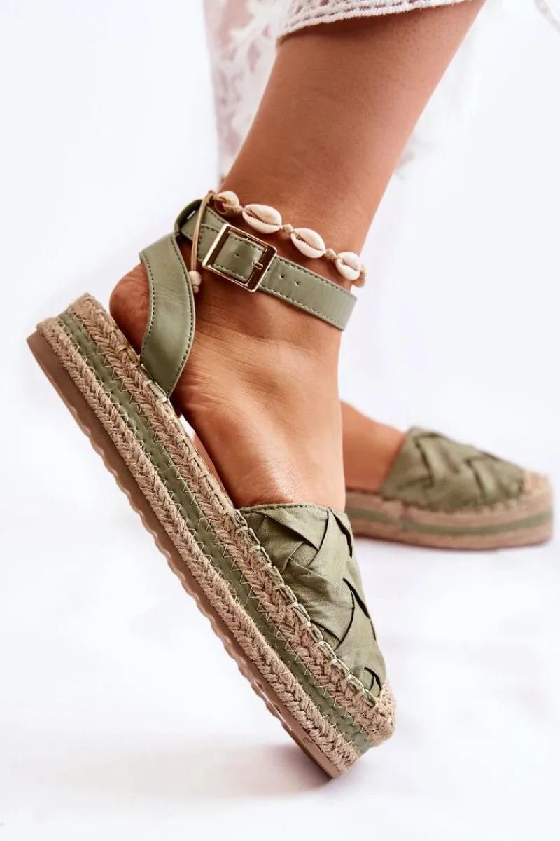 Hot Damskie Espadryle Sandały Na Platformie Zielone Susane Damskie Sandały Płaskie|Czarne Espadryle