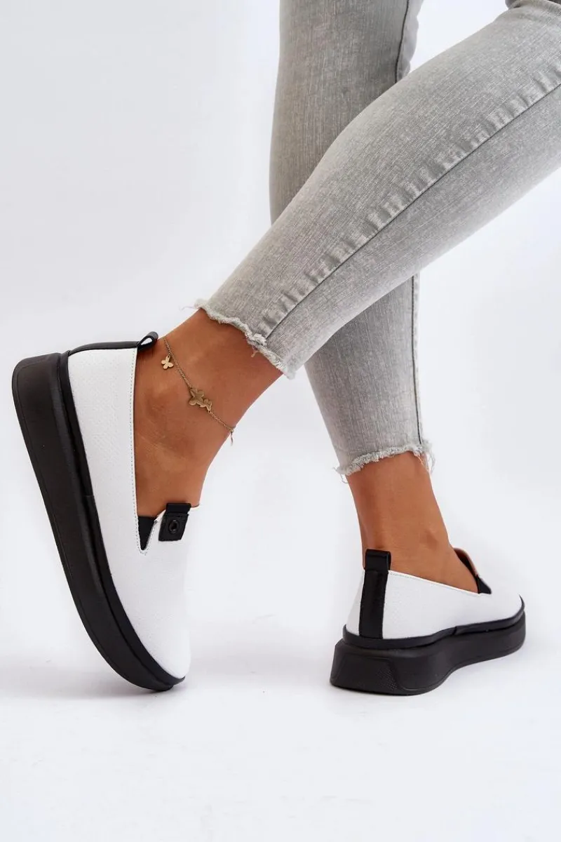 Damskie Espadryle Skórzane Na Platformie Białe Tigera Damskie Espadryle Na Platformie