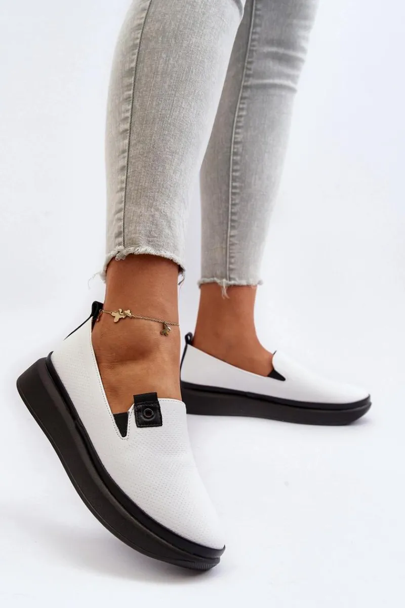 Damskie Espadryle Skórzane Na Platformie Białe Tigera Damskie Espadryle Na Platformie