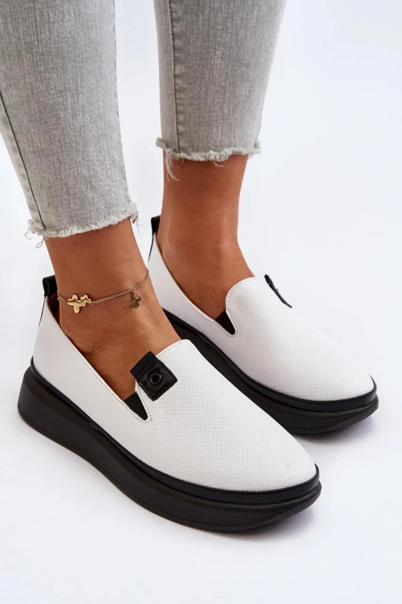 Damskie Espadryle Skórzane Na Platformie Białe Tigera Damskie Espadryle Na Platformie