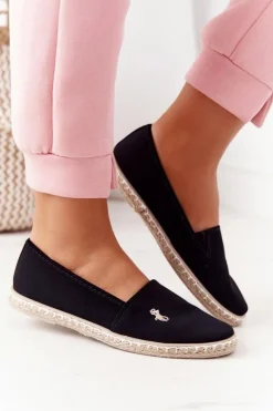 Discount Boto Damskie Espadryle Wsuwane Czarne Reyna