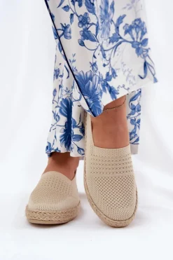 Clearance Damskie Espadryle Z Plecionką Vinceza 13624 Beżowe Damskie Espadryle Na Platformie