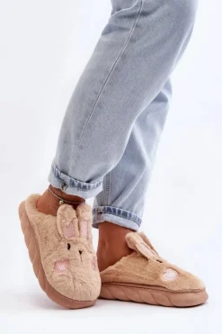 Discount Damskie Futrzane Kapcie Z Króliczkiem Beżowe Naveritte Damskie Kapcie Klasyczne