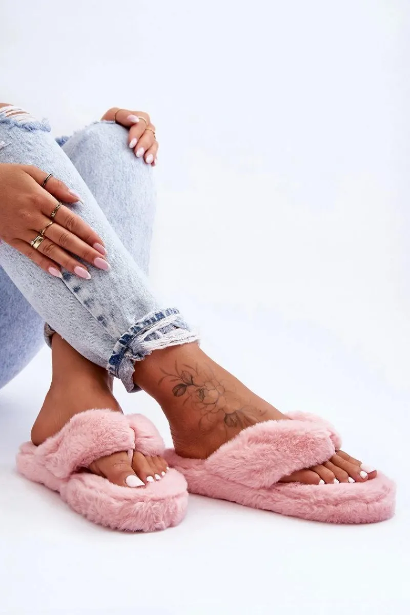 Kapcie Klasyczne|Klapki Z Futerkiem>Boto Damskie Futrzane Klapki Papcie Różowe Elma