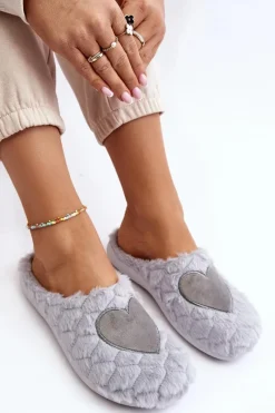 Hot INBLU Damskie Futrzane Obuwie Domowe Kapcie EC000099 Szare