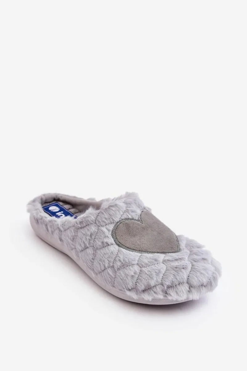 Hot INBLU Damskie Futrzane Obuwie Domowe Kapcie EC000099 Szare