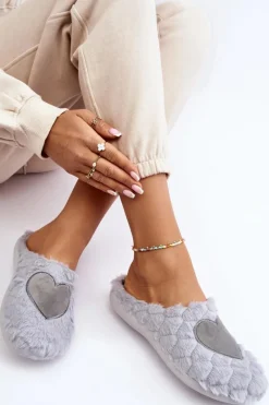 Hot INBLU Damskie Futrzane Obuwie Domowe Kapcie EC000099 Szare