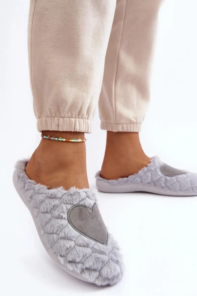 Hot INBLU Damskie Futrzane Obuwie Domowe Kapcie EC000099 Szare