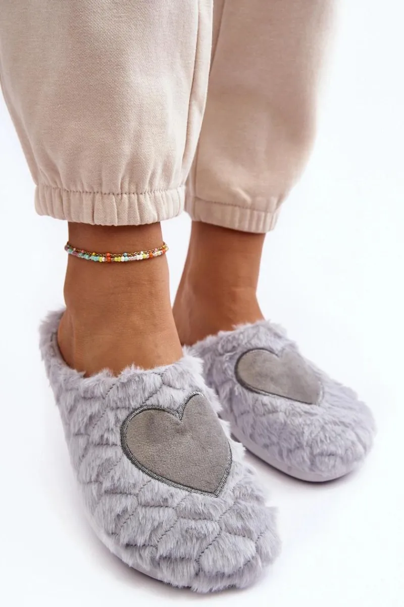Hot INBLU Damskie Futrzane Obuwie Domowe Kapcie EC000099 Szare