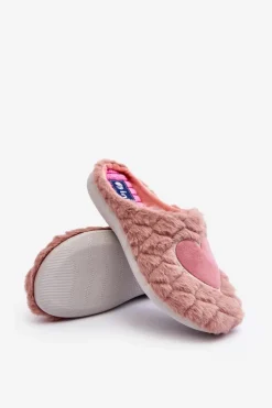 Outlet Damskie Futrzane Obuwie Domowe Kapcie EC000099 Różowe Damskie Kapcie Klasyczne|Klapki Damskie Klasyczne