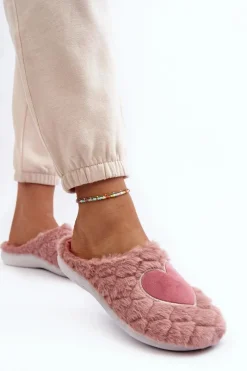 Outlet Damskie Futrzane Obuwie Domowe Kapcie EC000099 Różowe Damskie Kapcie Klasyczne|Klapki Damskie Klasyczne