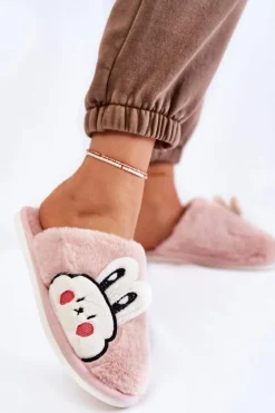 Discount Boto Damskie Futrzane Papcie Z Królikiem Różowe Trisha