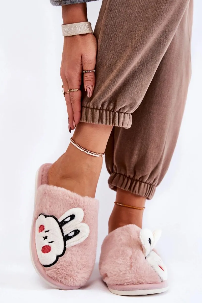 Discount Boto Damskie Futrzane Papcie Z Królikiem Różowe Trisha