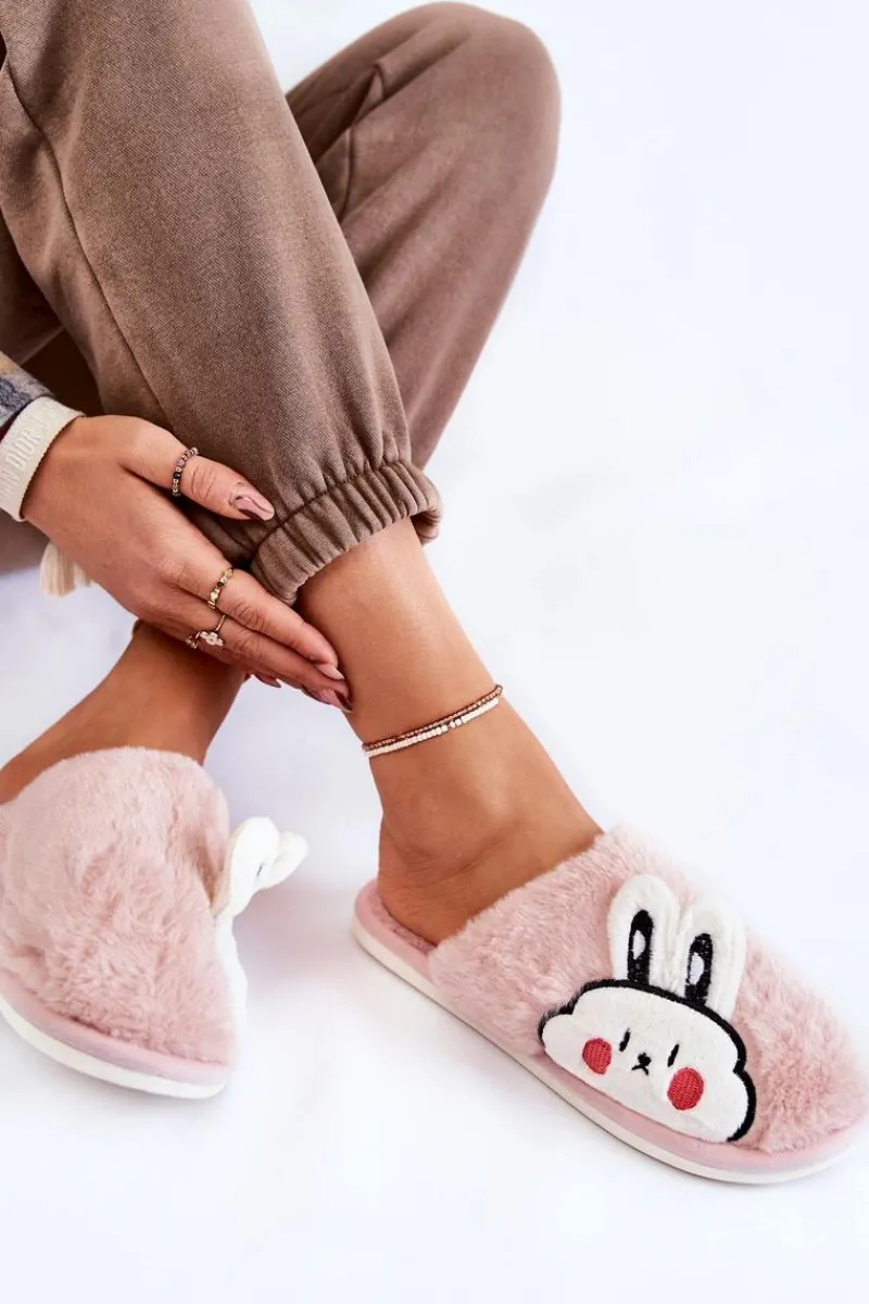 Discount Boto Damskie Futrzane Papcie Z Królikiem Różowe Trisha