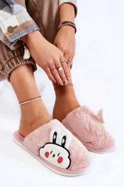 Discount Boto Damskie Futrzane Papcie Z Królikiem Różowe Trisha