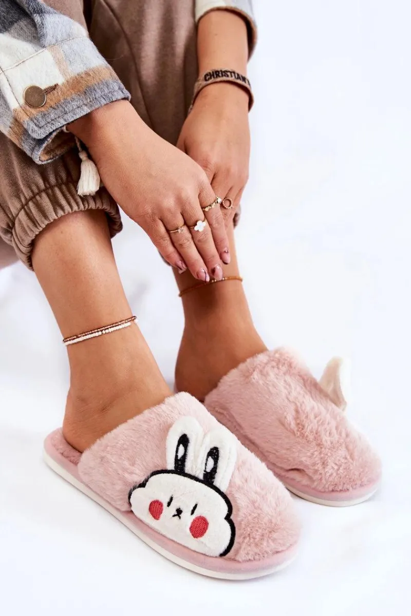 Discount Boto Damskie Futrzane Papcie Z Królikiem Różowe Trisha