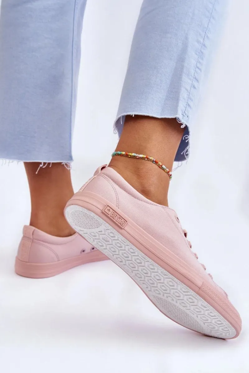 Trampki Damskie Big Star|Trampki Damskie Niskie>Big Star Shoes Damskie Gładkie Niskie Trampki Big Star LL274059 Różowe