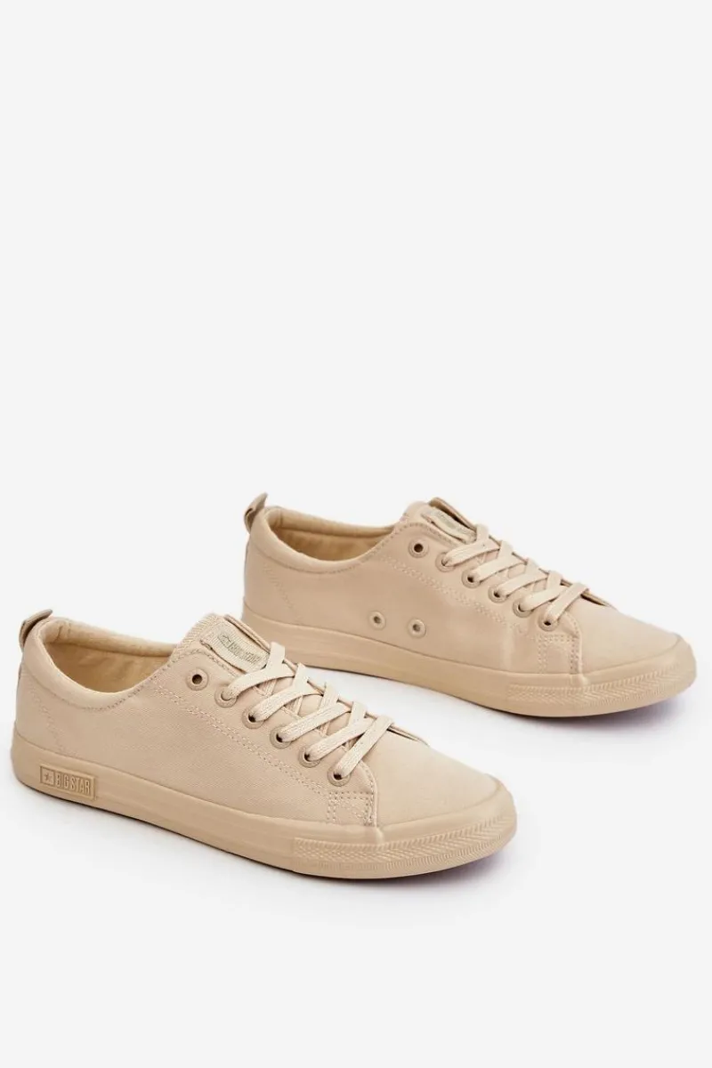 Best Big Star Shoes Damskie Gładkie Niskie Trampki Big Star LL274061 Beżowe