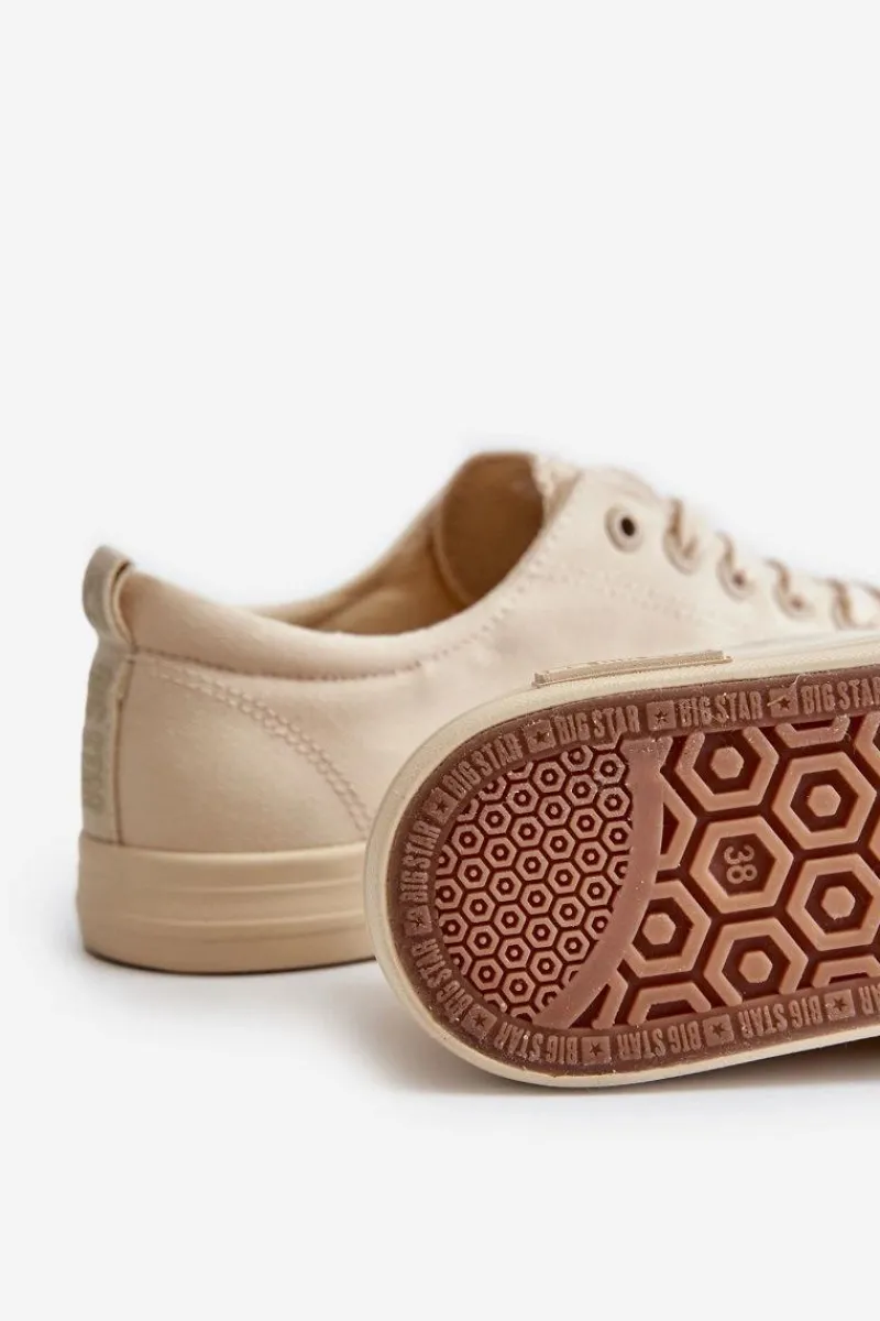 Best Big Star Shoes Damskie Gładkie Niskie Trampki Big Star LL274061 Beżowe