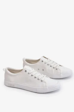 Sale Big Star Shoes Damskie Gładkie Niskie Trampki Big Star LL274058 Białe Biały