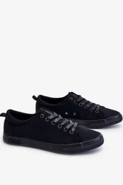 Hot Damskie Gładkie Niskie Trampki Big Star LL274057 Czarne Damskie Trampki Damskie Big Star|Trampki Damskie Niskie