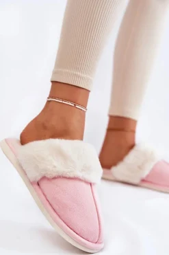 Hot Boto Damskie Gładkie Papcie Z Futerkiem Różowe Morisea