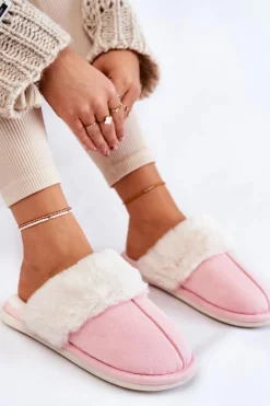 Hot Boto Damskie Gładkie Papcie Z Futerkiem Różowe Morisea