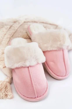 Hot Boto Damskie Gładkie Papcie Z Futerkiem Różowe Morisea