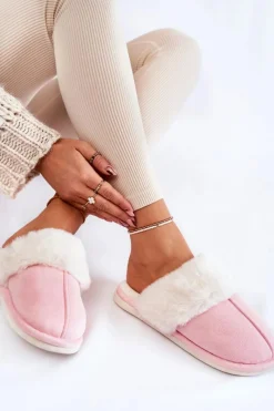Hot Boto Damskie Gładkie Papcie Z Futerkiem Różowe Morisea
