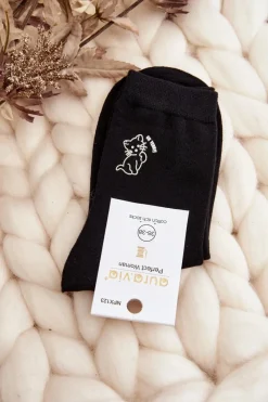 Online Just Play Damskie Gładkie Skarpety Z Kotkiem Czarne