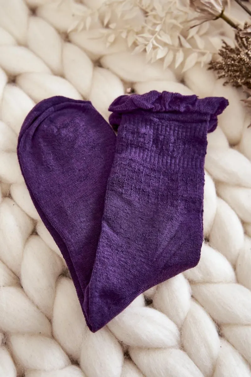 Skarpetki|Skarpetki>Just Play Damskie Gładkie Skarpety Z Falbanką 5-Pak Multikolor