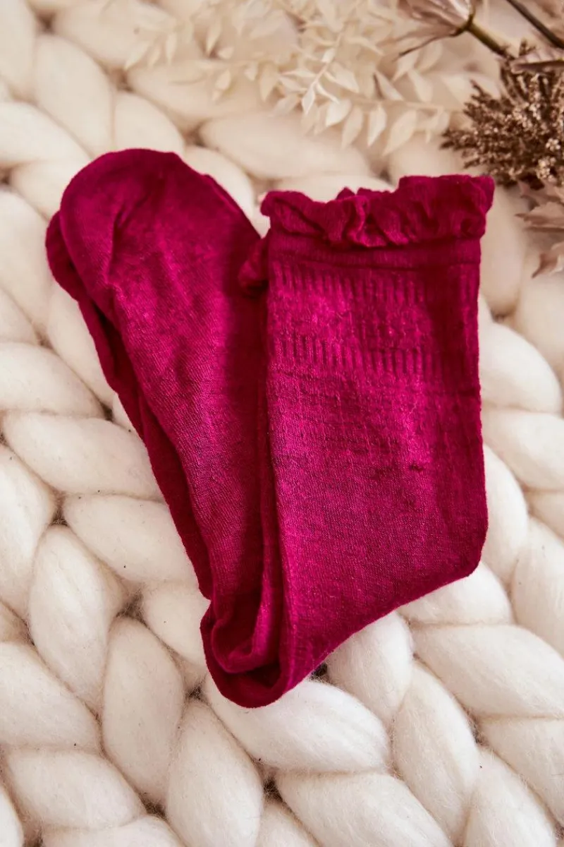 Skarpetki|Skarpetki>Just Play Damskie Gładkie Skarpety Z Falbanką 5-Pak Multikolor