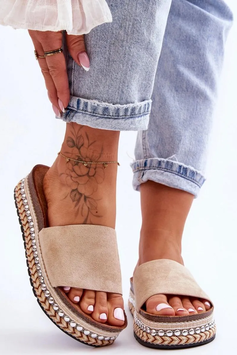 Klapki Korkowe|Klapki Damskie Klasyczne>Boto Damskie Gładkie Zamszowe Klapki Beżowe Hayen