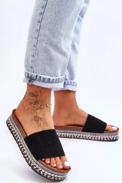 Discount Damskie Gładkie Zamszowe Klapki Czarne Hayen Damskie Klapki Korkowe|Klapki Damskie Klasyczne