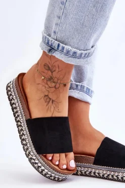 Discount Damskie Gładkie Zamszowe Klapki Czarne Hayen Damskie Klapki Korkowe|Klapki Damskie Klasyczne